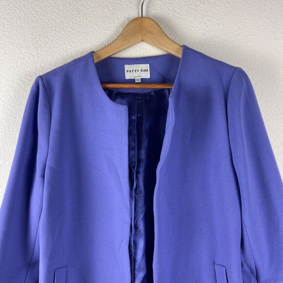 Patty Kim Kelly Jacket Womens Small Periwinkle Flutter Sleeve Open Front Classic - Picture 3 of 14